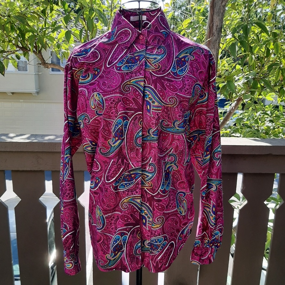 Size 10 Purple Paisley Shirt Purple Buttons EUC